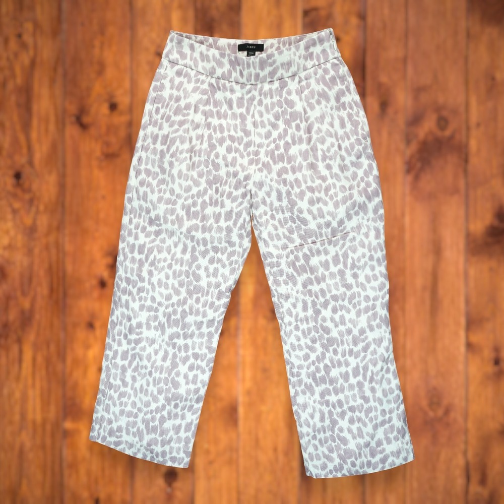 J.Crew Womens‎ Pleated Taryn Pants Size 00P Lilac Animal Print High Waist Lined